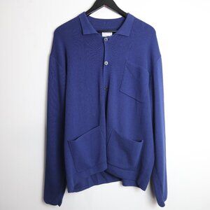 Frank and Oak Royal Blue Collared Quarter Button Sweater Size XL